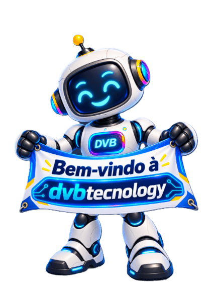 Robô DVB dando boas-vindas à DVB Technology